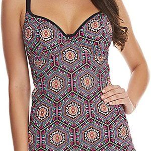 Freya Women's Zeta Underwire Plunge Tankini Set, top is 34D & bottom is Med